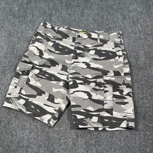 Lee Extreme Motion Mens 38 Grunge Skater Grey Camo Cargo Shorts Stretch